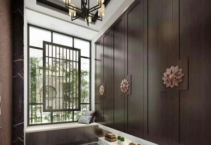 昆山天潤尚院300㎡聯(lián)排別墅新中式風格裝修