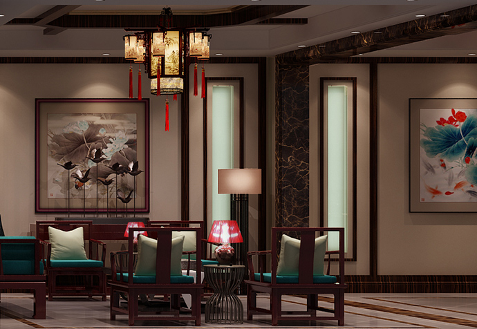 楊浦區(qū)龍潤茶業(yè)茶室新中式風(fēng)格商鋪裝修設(shè)計案例