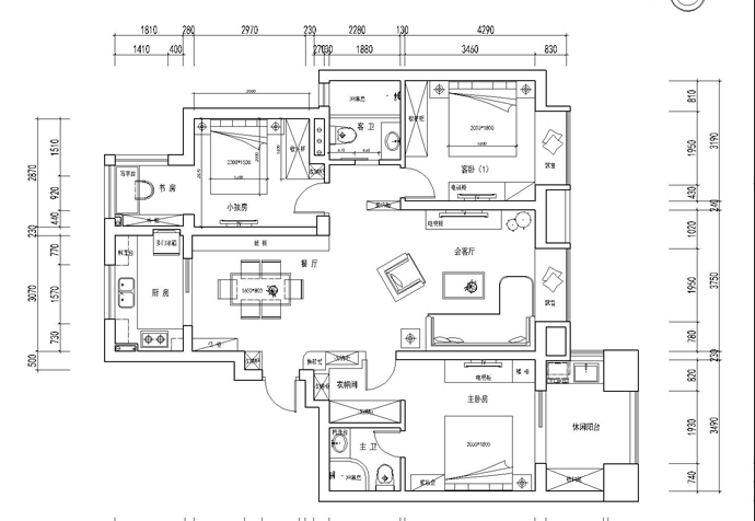 青浦區(qū)海上灣 華庭125 m2簡歐設(shè)計
