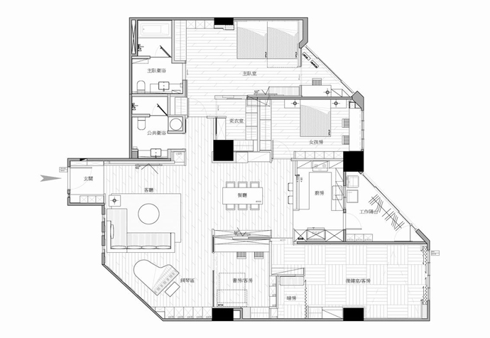 徐匯區(qū)愛(ài)建園150㎡公寓北歐風(fēng)格裝修