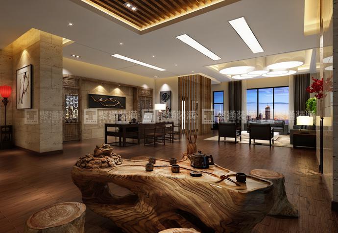 恒通駕校2500m2新中式辦公室裝修設(shè)計(jì)